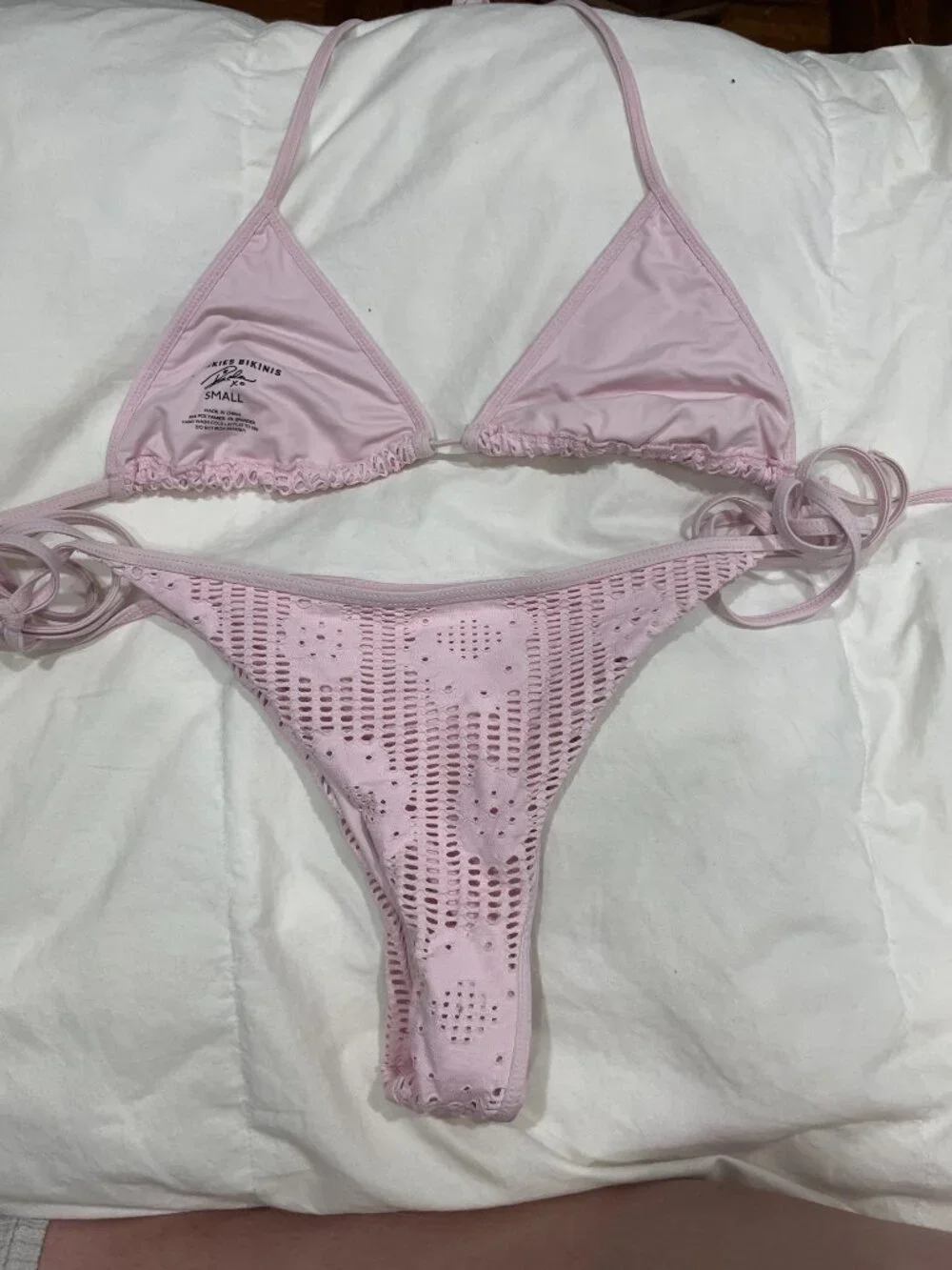Frankies Bikinis Light Pink Set Size Small Top Large Bottoms